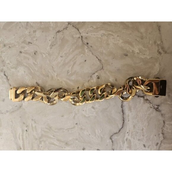 24kt Gold Plated Over Stainless Steel Heavy Link Bracelet - Picture 7 of 7
